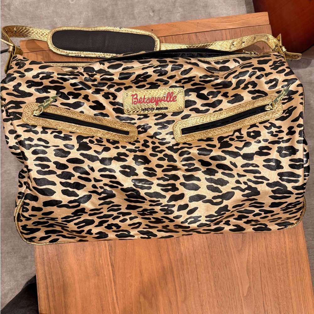 Vintage Y2K Betsey Johnson Leopard Print travel size Shoulder Bag